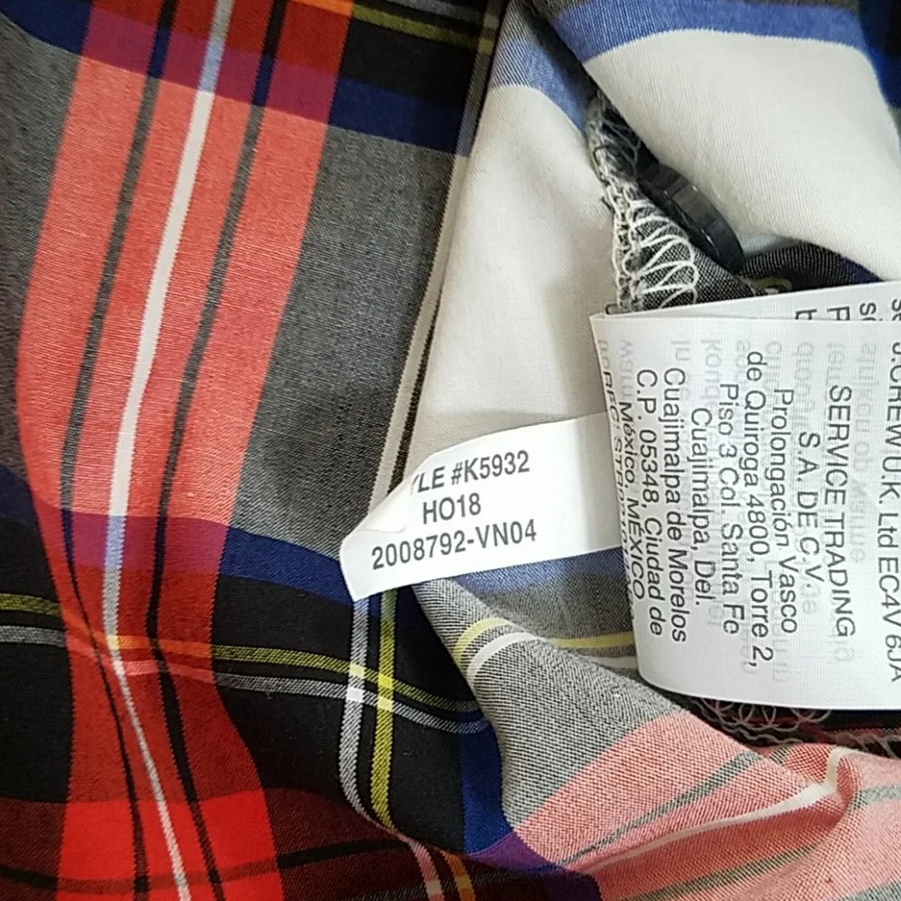J. Crew Womens Ruffle Top 2 Tartan plaid Preppy Ivy League Twee Ruffle Old Money
